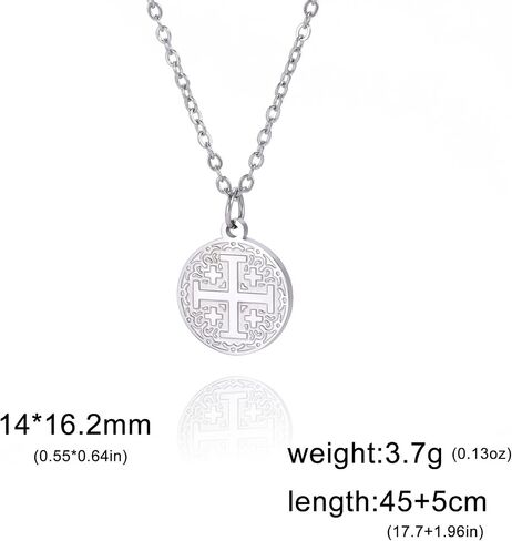 Jude Jewelers Stainless Steel Jerusalem Cross Religious Prayer Statement Pendant Necklace in Kuwait