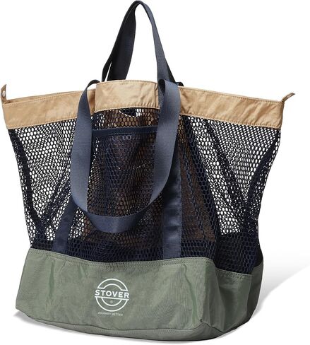 STOVER Extra Large Mesh Beach Bag, Vacation, Pool, Shopping & Travel Tote - Foldable w/Storage Pouch & Pockets for Women, Men in Kuwait