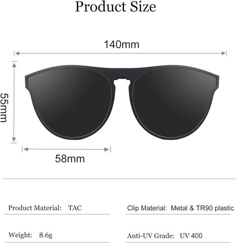 Polarized Clip On Flip Up UV Protection and Anti-Glare Outdoor Sunglasses for Prescription Glasses in Saudi Arabia