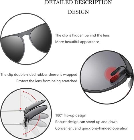 Polarized Clip On Flip Up UV Protection and Anti-Glare Outdoor Sunglasses for Prescription Glasses in Saudi Arabia