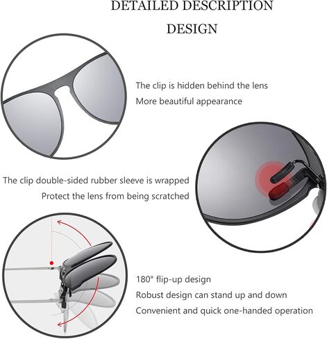 Polarized Clip On Flip Up UV Protection and Anti-Glare Outdoor Sunglasses for Prescription Glasses in Saudi Arabia