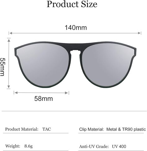 Polarized Clip On Flip Up UV Protection and Anti-Glare Outdoor Sunglasses for Prescription Glasses in Saudi Arabia