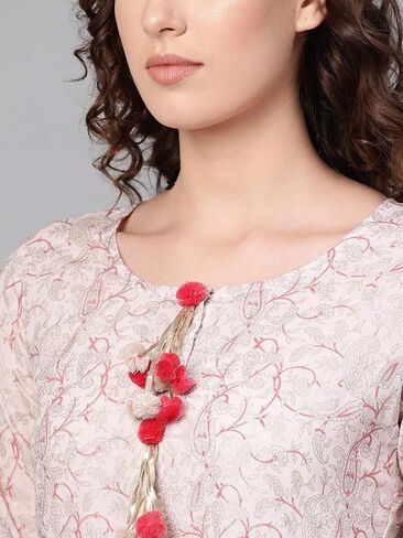 Idalia Baby Pink Indian Kurta for Women Flared Cotton Kurta with Palazzo for Women in Kuwait