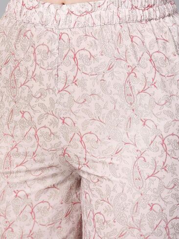 Idalia Baby Pink Indian Kurta for Women Flared Cotton Kurta with Palazzo for Women in Kuwait