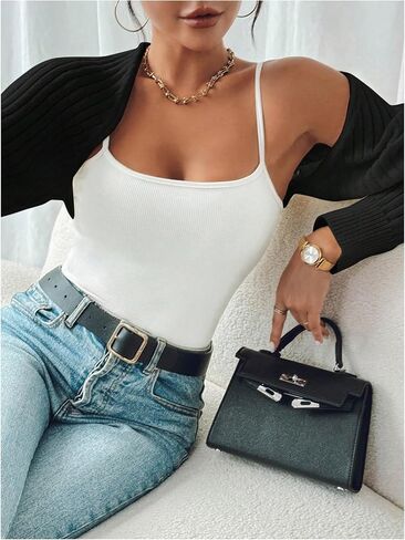 WDIRARA Women's Y2k Shrug Sweater Long Sleeve Open Front Rib Knit Cropped Cardigan Sweaters Bolero in Saudi Arabia