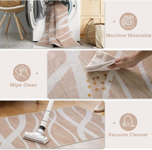 Modern Waved Runners for Hallway, 2.5x8 Green Kitchen Runner Rugs Non Skid Washable Runner Rug, Soft Low Pile Carpet Runner for Bedroom Entryway Laundry(2.5x8ft,Green) in Saudi Arabia