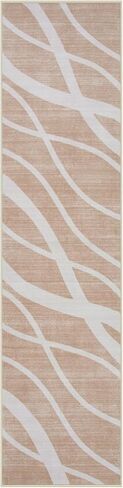 Modern Waved Runners for Hallway, 2.5x8 Green Kitchen Runner Rugs Non Skid Washable Runner Rug, Soft Low Pile Carpet Runner for Bedroom Entryway Laundry(2.5x8ft,Green) in Saudi Arabia