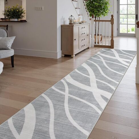 عداءات مموجة حديثة للممر، سجاد عداء مطبخ أخضر مقاس 2.5 × 8، سجادة عداء غير قابلة للانزلاق وقابلة للغسل، سجادة ناعمة منخفضة الوبر لغسيل مدخل غرفة النوم (2.5 × 8 قدم، أخضر) in Kuwait