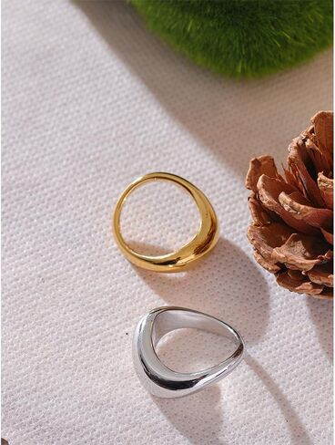 Minimalist Smooth Stainless Steel Metal Geometric Finger Ring Waterproof 18K PVD Plated Distinctive Jewelry in Saudi Arabia