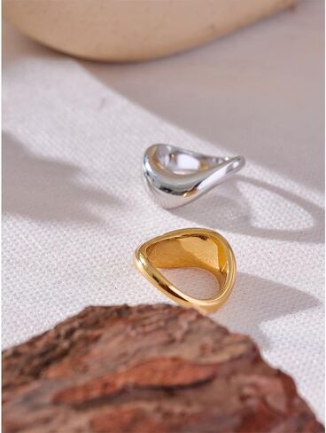 Minimalist Smooth Stainless Steel Metal Geometric Finger Ring Waterproof 18K PVD Plated Distinctive Jewelry in Saudi Arabia