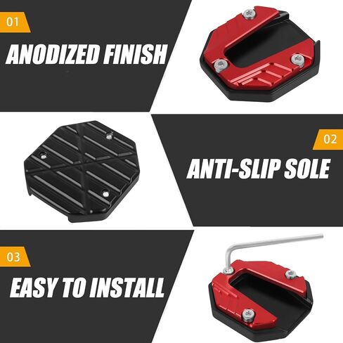 Universal Motorcycle Kickstand Foot Side Stand Extension Pad Replacement for Most Honda Yamaha Kawasaki Suzuki Harley Models Aluminium Kickstand Extension Plate Anti-Skid Enlarged Base(Black) in Kuwait