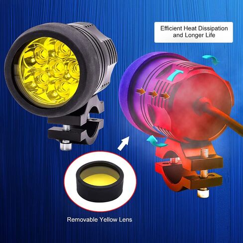 Motorcycle Fog Lights with Wiring Harness, 2PCS 6 LED Motorcycle Auxiliary Lights 12V 24V Motorbike Led Driving Spotlight with Yellow Lens for Scooters Car Truck ATV SUV Boat in Saudi Arabia