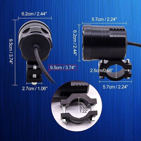Motorcycle Fog Lights with Wiring Harness, 2PCS 6 LED Motorcycle Auxiliary Lights 12V 24V Motorbike Led Driving Spotlight with Yellow Lens for Scooters Car Truck ATV SUV Boat in Saudi Arabia
