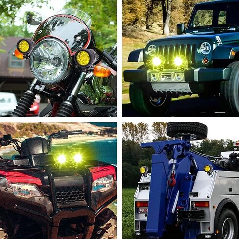 Motorcycle Fog Lights with Wiring Harness, 2PCS 6 LED Motorcycle Auxiliary Lights 12V 24V Motorbike Led Driving Spotlight with Yellow Lens for Scooters Car Truck ATV SUV Boat in Saudi Arabia