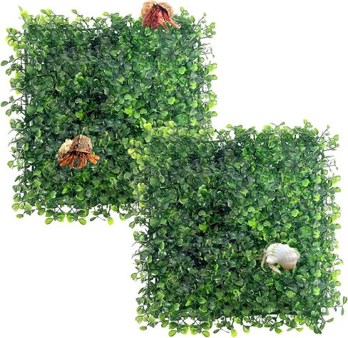 Hermit Crab Climbing Toys, Plastic Simulation Grass Aquarium Tank Decoration with 4 Suction Cups, Hermit Crab Green Plants Supplies Fake Turf, Accessories for Hermit Crab Reptile 10 x 10 Inch in Kuwait