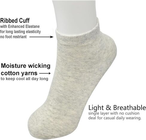 Glory Max 6 Pairs Women Cotton Thin Ankle Low Cut Lightweight Casual Socks in Kuwait