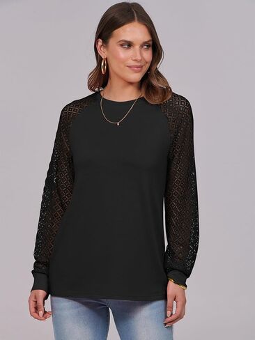 ANRABESS Womens Long Sleeve Shirts V-Neck Lace Tops Business Casual Blouses Trendy 2024 Fall Fashion Outfits Clothes in Saudi Arabia