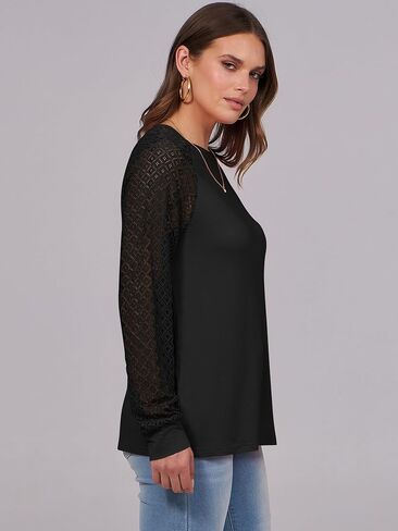 ANRABESS Womens Long Sleeve Shirts V-Neck Lace Tops Business Casual Blouses Trendy 2024 Fall Fashion Outfits Clothes in Saudi Arabia