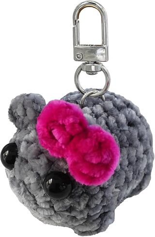 Sad Hamster Plush Meme Keychain for Purse Bag Handbags Cute Pink Red Bow Keys Chains Accessories in Saudi Arabia