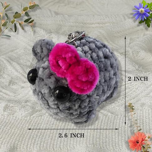 Sad Hamster Plush Meme Keychain for Purse Bag Handbags Cute Pink Red Bow Keys Chains Accessories in Saudi Arabia