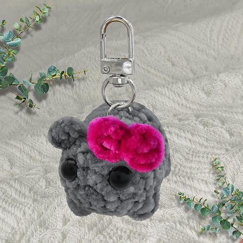 Sad Hamster Plush Meme Keychain for Purse Bag Handbags Cute Pink Red Bow Keys Chains Accessories in Saudi Arabia