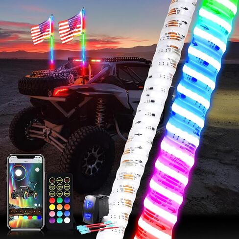 مصابيح LED COB مطورة لعام 2024، وضع ألوان ساطع للغاية، مقاومة للانحناء، مقاومة للماء IP67، التوصيل والتشغيل، تناسب ATV، UTV 3FT 【قطعتان】 in Kuwait