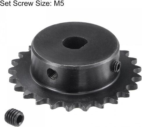 uxcell 25 Tooth Roller Sprocket B Type, 25 Chain Single Strand 1/4" Pitch, 8 x 7.5mm Bore Black Oxide C45 Carbon Steel with Set Screws for ISO 04C Chain in Saudi Arabia