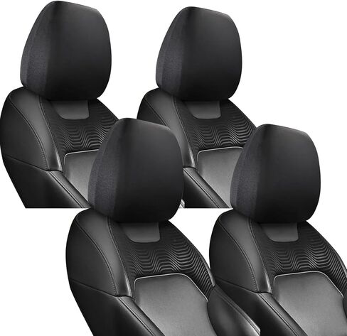 4 PCS Car Head Rest Cover Kit, 9.84In x 11.02In Stretchable Vehicle Headrest Protector, No Tool Installation, Universal Automotive Headrest Accessories for Truck SUV Car (Black) in Kuwait