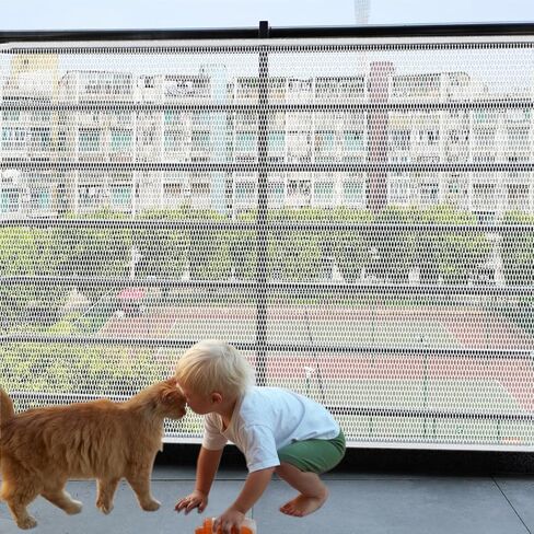 شبكة امان للشرفة لحماية الاطفال - 18 قدم × 2.2 قدم بسمك 18 قدم × 2.5 قدم، شبكة حماية للحيوانات الاليفة للشرفة والشقة والقطط، شبكة امان للدرابزين وواقيات السلالم (ابيض) in Kuwait