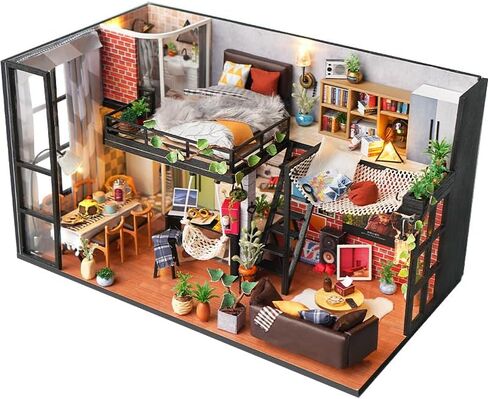 CRIOLPO DIY Miniature House Kit, DIY Doll House Miniature Kit for Adults, Tiny House Making Kit, Doll House Kit with Furnitures, Craft Kits, 3D Wooden Crafts Model - Tailor Shop in Kuwait