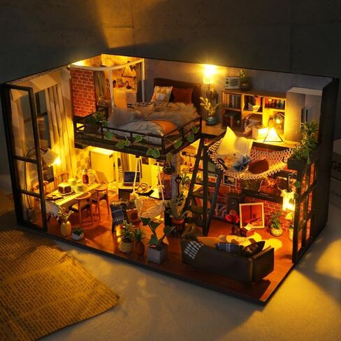 CRIOLPO DIY Miniature House Kit, DIY Doll House Miniature Kit for Adults, Tiny House Making Kit, Doll House Kit with Furnitures, Craft Kits, 3D Wooden Crafts Model - Tailor Shop in Kuwait