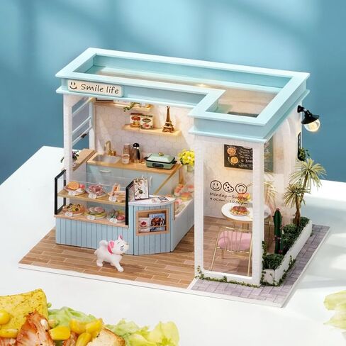 CRIOLPO DIY Miniature House Kit, DIY Doll House Miniature Kit for Adults, Tiny House Making Kit, Doll House Kit with Furnitures, Craft Kits, 3D Wooden Crafts Model - Tailor Shop in Kuwait