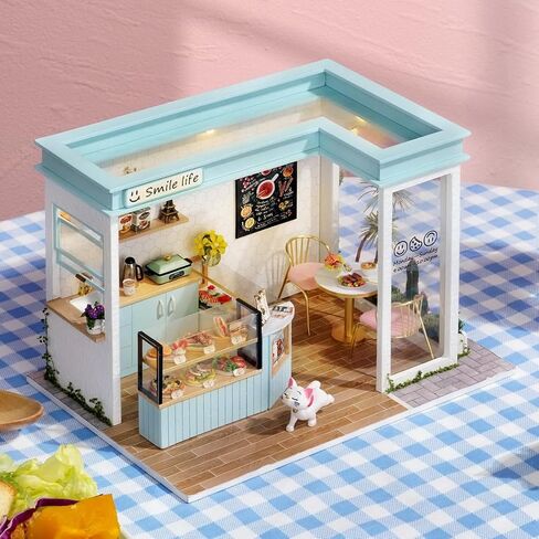 CRIOLPO DIY Miniature House Kit, DIY Doll House Miniature Kit for Adults, Tiny House Making Kit, Doll House Kit with Furnitures, Craft Kits, 3D Wooden Crafts Model - Tailor Shop in Kuwait