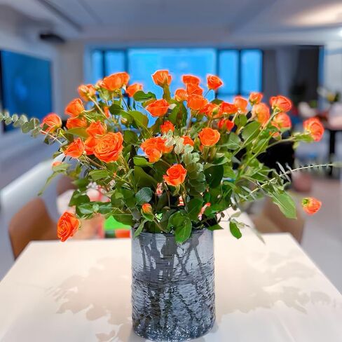 2.8lb Heavy Glass Vase,Blue Vase for Home Decor,Glass Flower Vase Decorative,Unique Vase for Flower 8.3" H,Art Decor Vase in Saudi Arabia