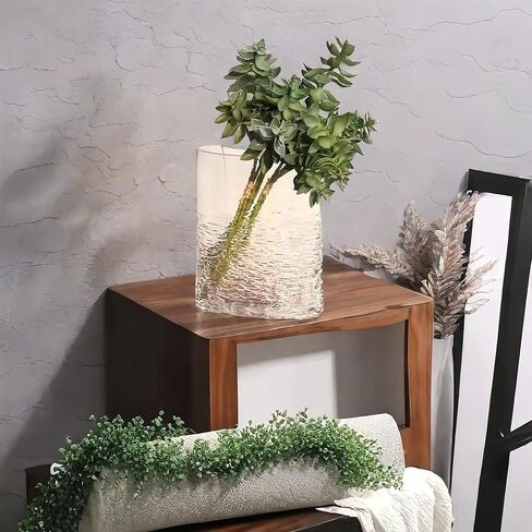 2.8lb Heavy Glass Vase,Blue Vase for Home Decor,Glass Flower Vase Decorative,Unique Vase for Flower 8.3" H,Art Decor Vase in Kuwait