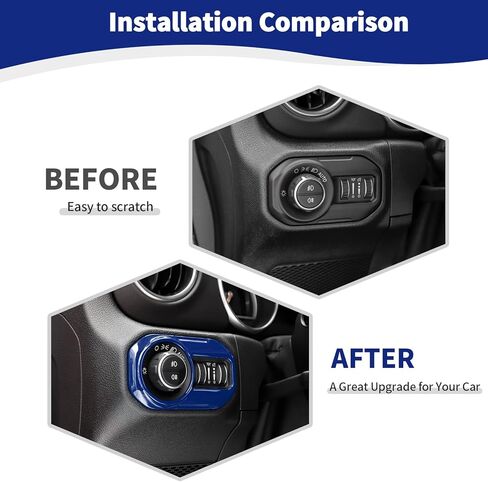 RT-TCZ for Jeep JL Headlight Switch Button Trim Cover Silver for Jeep Wrangler JL JLU Gladiator JT 2018-2024 Silver Interior Accessories in Kuwait