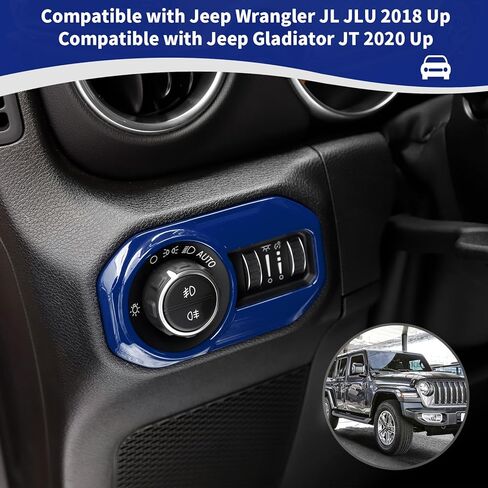 RT-TCZ for Jeep JL Headlight Switch Button Trim Cover Silver for Jeep Wrangler JL JLU Gladiator JT 2018-2024 Silver Interior Accessories in Kuwait