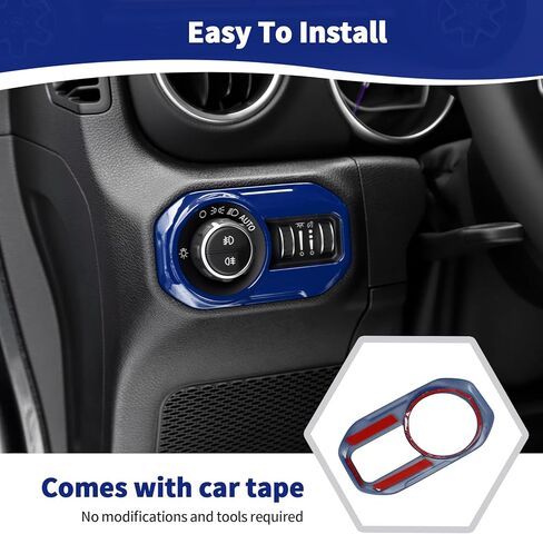 RT-TCZ for Jeep JL Headlight Switch Button Trim Cover Silver for Jeep Wrangler JL JLU Gladiator JT 2018-2024 Silver Interior Accessories in Kuwait