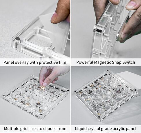 Multi-Style Clear Acrylic Magnetic Tiny Mini Treasure Hunting Seashell Trinket Jewelry Storage Holder Collection Display Shadow Box Organizer Case Container Collector Jar for Seashell Display in Saudi Arabia