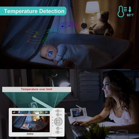 جهاز مراقبة الأطفال JouSecu مع الكاميرا والصوت، شاشة فيديو عالية الدقة مقاس 5 بوصات بدقة 720 بكسل مع كاميرا تكبير قابلة للإمالة، عمر بطارية طويل يصل إلى 30 ساعة على نظام ECO، بدون شبكة WiFi، محادثة ثنائية الاتجاه، رؤية ليلية، مثالية للأمهات الجدد in Kuwait