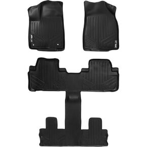 SMARTLINER Floor Mats 3 Row Liner Set Black Compatible with 2014-2019 Toyota Highlander with 2nd Row Bucket Seats (No Hybrid Models)