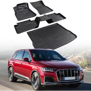 for 2024-2018 Audi Q5 SQ5 Floor Mats Cargo Liner Titanium Premium Plus Sportback S Prestige Rubber Trunk Carpet All Weather Protector Waterproof Tech Automotive 2023 2022 2021 2020 2019 Accessories