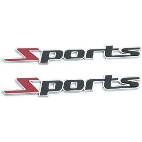 2Pc Sports Emblem 3D Fender Badge Car Truck Sticker Decal Fit for Universal Car Truck SUV (Black RED)