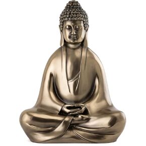 Top Collection Modern Shakyamuni Buddha Statue Meditating - Hand Painted Enlightened Supreme Buddha Sculpture in Premium Cold Cast Bronze - 12.5-Inch Collectible East Asian New Age Figurine