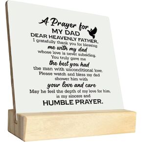 Gifts for Dad from Daughter Wood Plaque Gift, Dear Dad I Love You,Plaque with Wooden Stand, Meaningful Wood Sign Plaque Gift for Dad (A Prayer for My Dad)