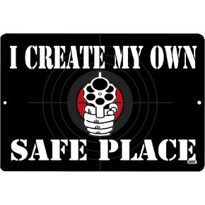 Rogue River Tactical Funny Pro Gun Metal Tin Sign Wall Decor Man Cave Bar I Create My Own Safe Place