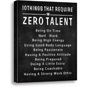 10 Things That Require Zero Talent Wall Art Motivational Poster Printed on Canvas Wall Decor for Living Room Bathroom Motivational Wall Art Size11.5 x 15 Inch - For Bedroom or Home Office Framed Art