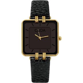 Women's Leather Strap Watch Dainty Elegant Gold Watches for Women Classic Casual Fashion Square Ladies Quartz Watches Gifts Present for Her