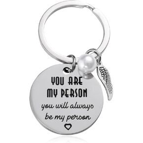 BOXOB Valentine's Day Gift Keychain, Silver Couple Keyring You Are My Person Key Chain Stainless Steel Key Ring for Love Romantic Gifts for Him Men Women Husband Wife Boyfriend Girlfriend