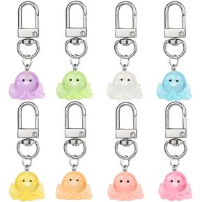 8pcs Cute Keychains for Women Men,Luminous Aesthetic Keychain Colorful Keychain Charms,Cartoon Octopus Key Chain Charms,Cute Keychain Accessories Pendant Decorate for Purse Bag Backpack Handbags